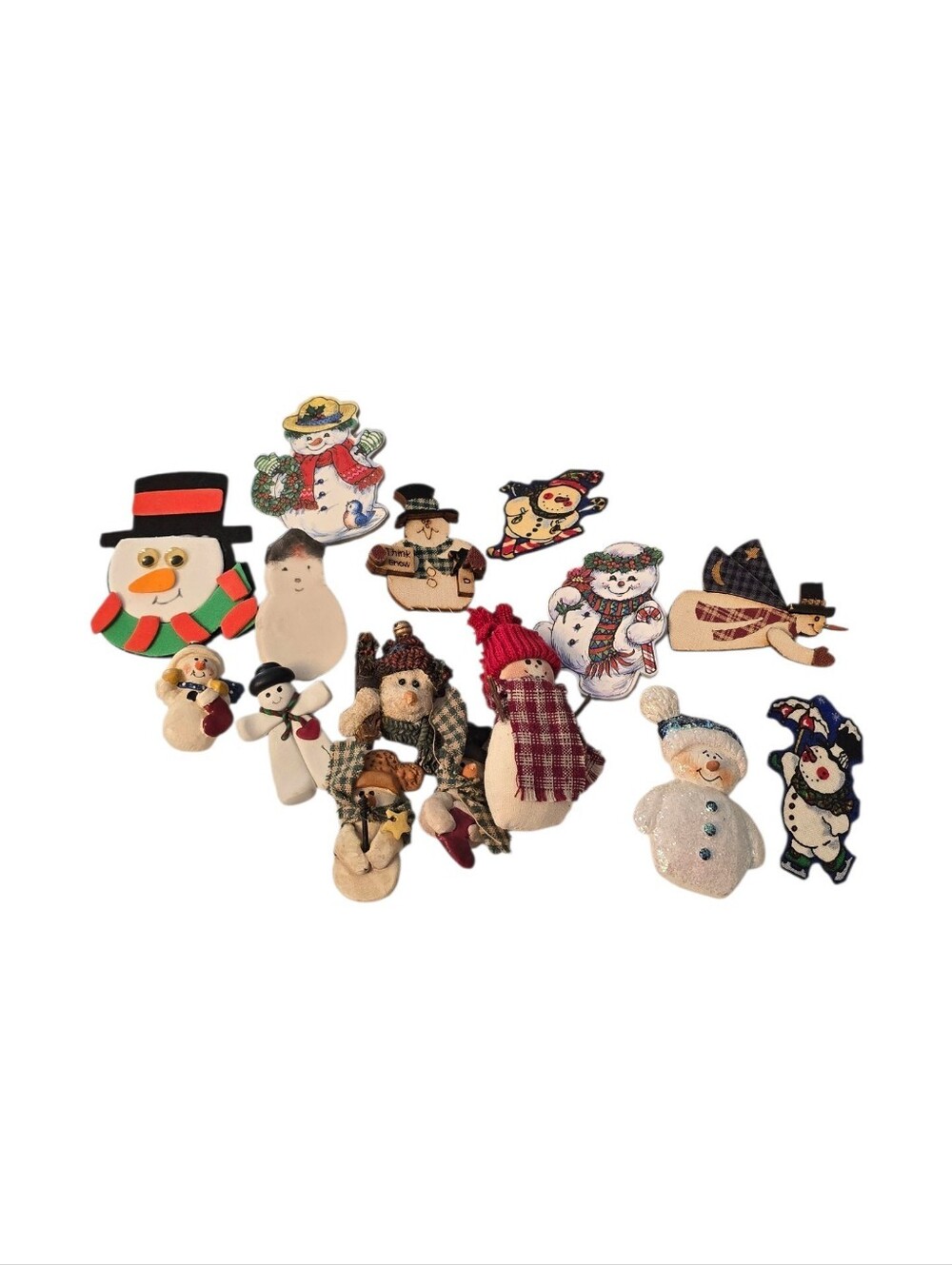 Lot of 15 Snowman Christmas Pins Brooches Some Handmade and Vintage
